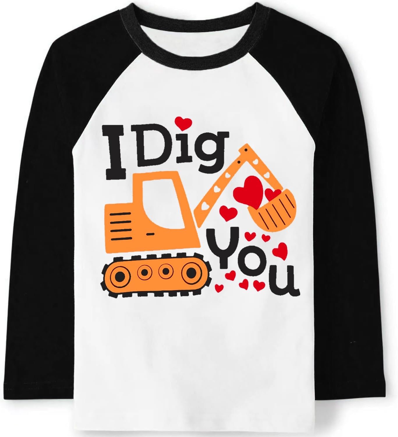 Shirt met dinosaurus, graafmachine en hartjes voor jongens 2-7 jaar