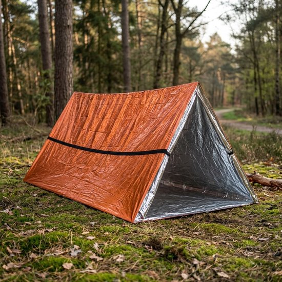 WiseGoods Premium Noodtent 2 Persoons - Survival Accessoirers - Noodpakket Tent - Noodrantsoen - Oudoor - Thermo Tenten - Oranje van WiseGoods — afbeelding 5