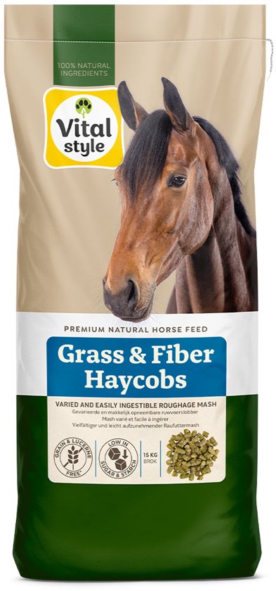 Vitalstyle Paardenvoer Haycobs Gras & Fiber Vitalstyle Paardenvoer Haycobs Gras & Fiber