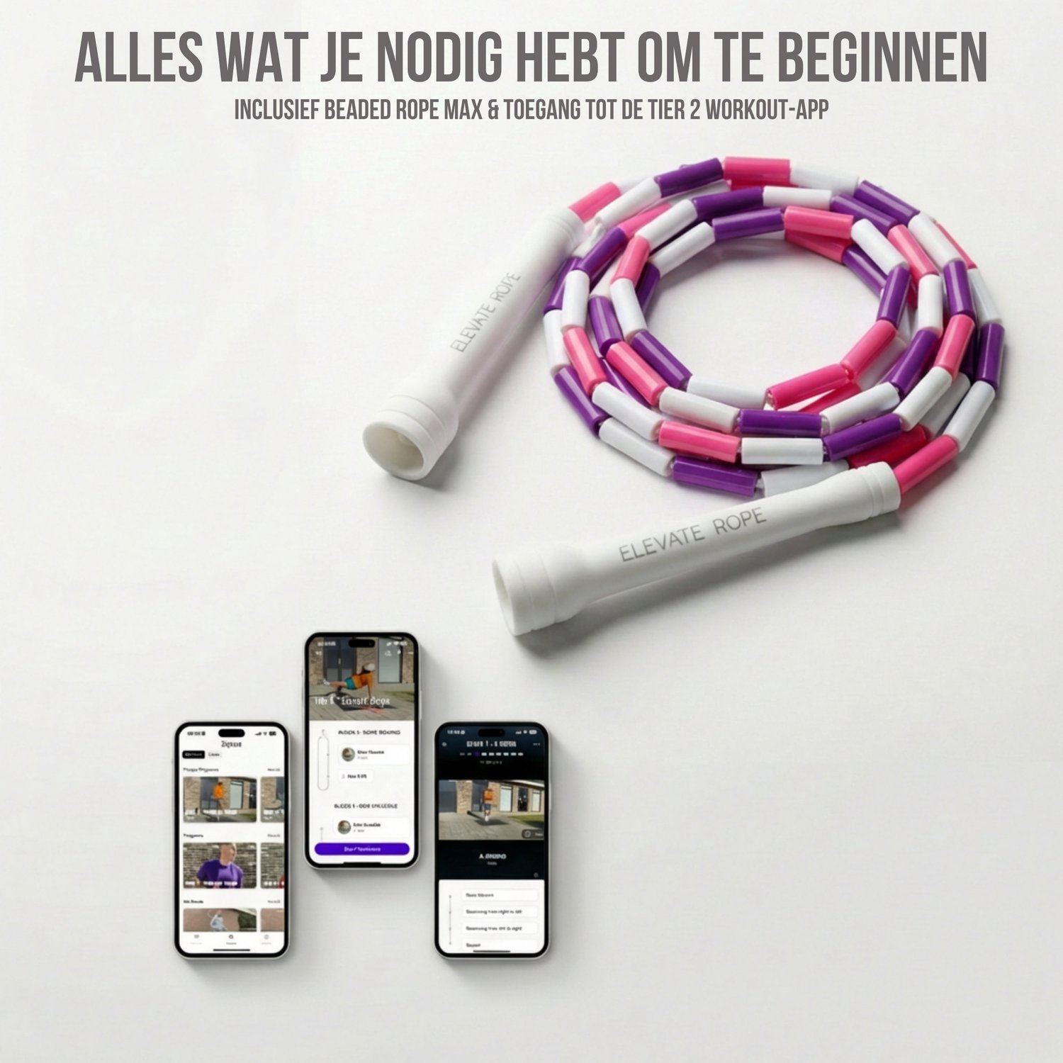 Elevate Rope Professioneel Beaded Springtouw - Verstelbare Jump Rope - Touwtje Springen voor Volwassenen en kinderen - Beaded rope - Conditie & Trucs - Binnen & Buiten Skipping Rope - Fitness Springtouwen — afbeelding 5