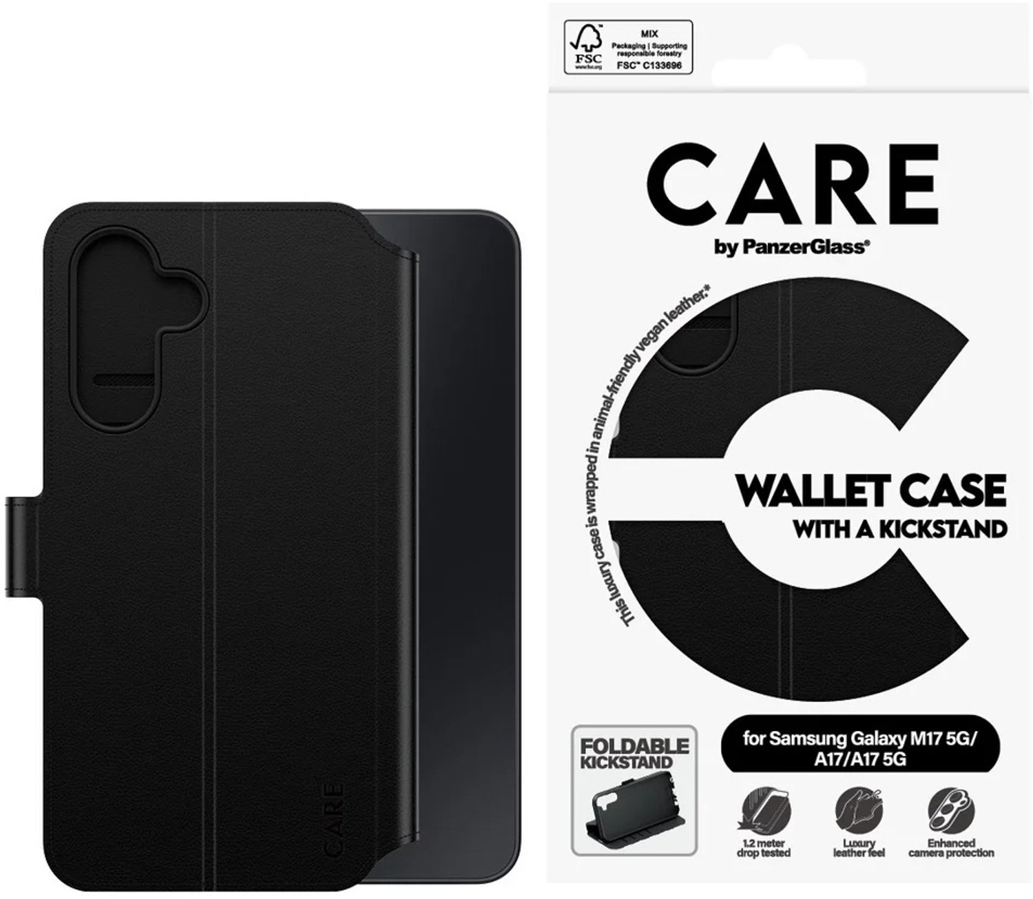 CARE by PanzerGlass Feature Wallet Case w. Kickstand geschikt voor Samsung Galaxy A18 (4G) - Black