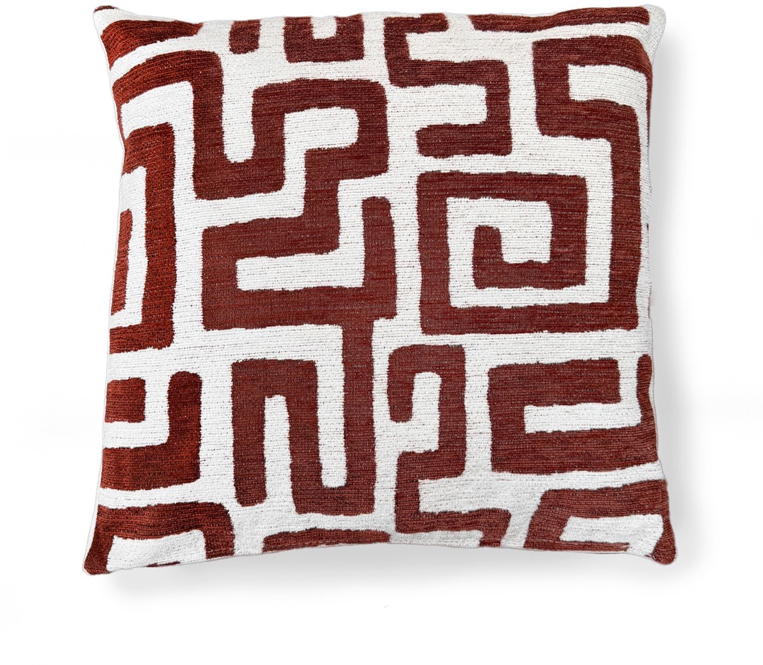 Woonexpress Sierkussen Narak - Zacht Chenille Kussen - Geweven Patroon - Modern Interieur Bordeaux/Bruin/Rood