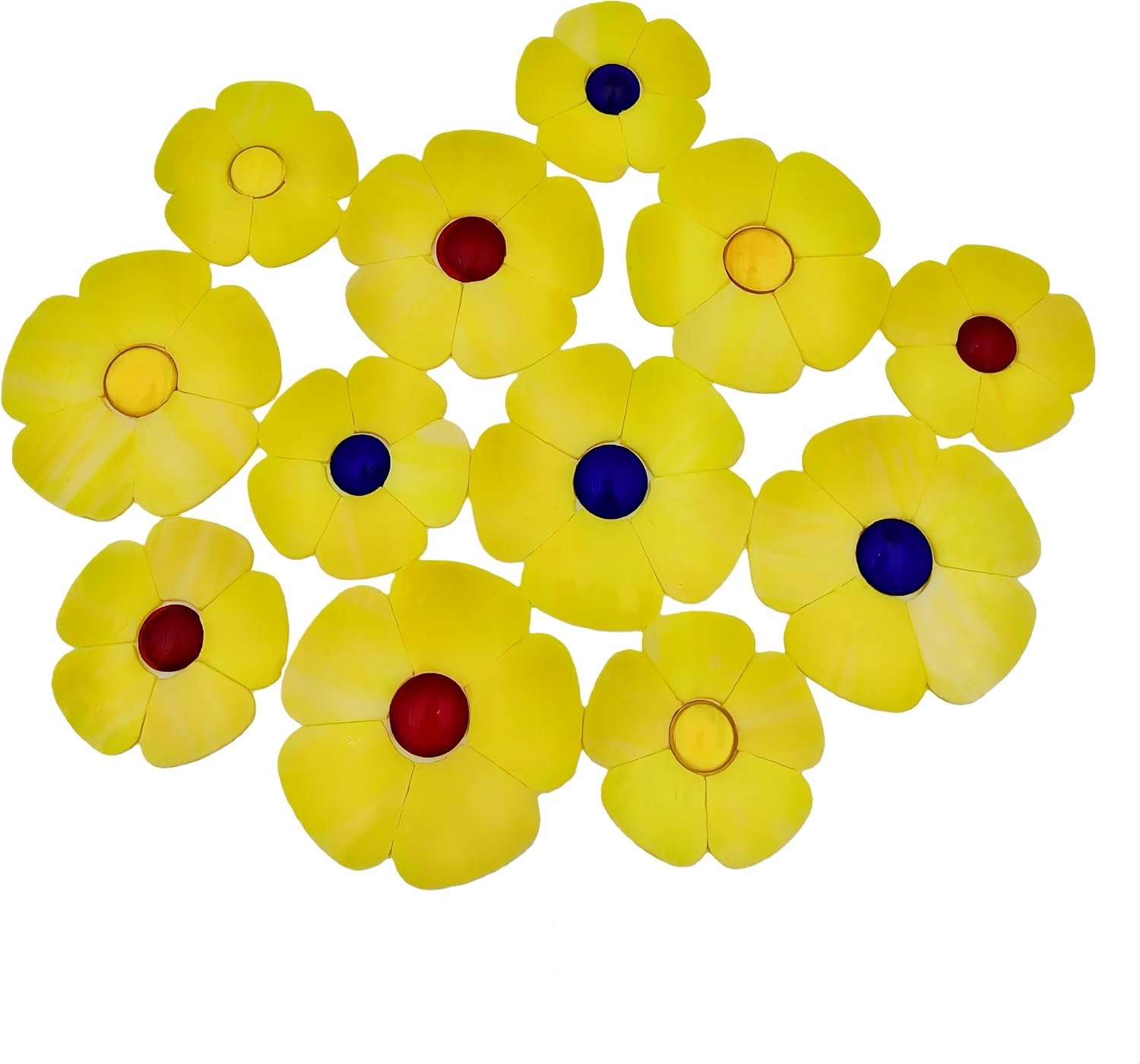 Bloemenmozaïektegels 12 stuks - gebrandschilderd glas - voor huis- en tuindecoratie - Vemera