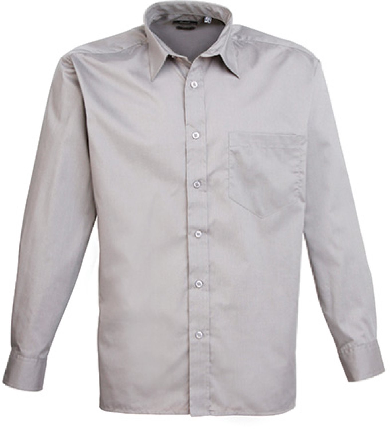 Premier Workwear - Men´s Poplin Long Sleeve Shirt - Silver (ca. Pantone Cool Gray 7C) - 48 (19)