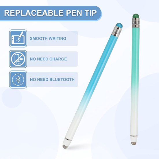 Styluspennen 2 stuks - 142 mm - blauw groen - hoge gevoeligheid voor touchscreen - m-winkel — afbeelding 3
