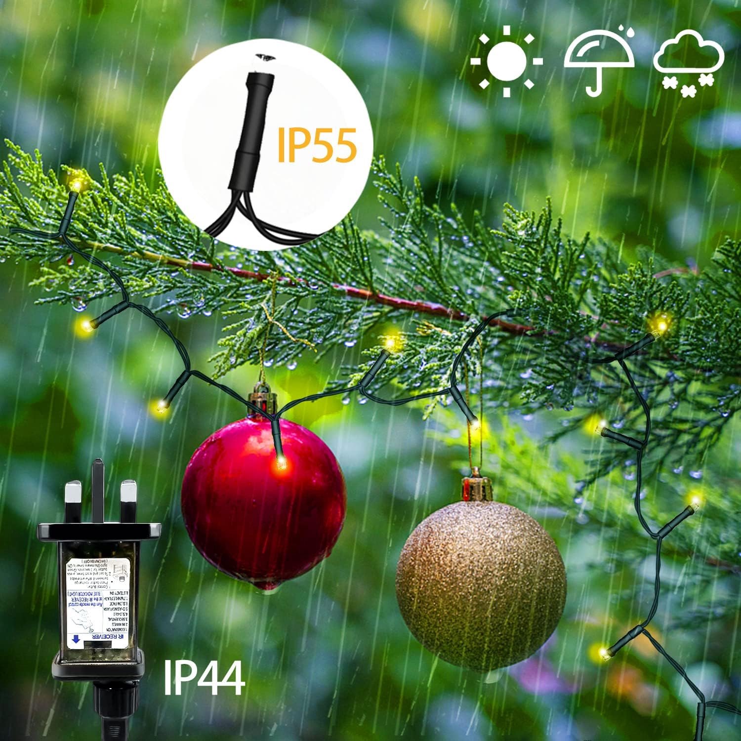 Kerstboom Kerstverlichting Ring - Kerstboomverlichting - Lichtslinger - Kerstversiering - Ring verlichting voor Kerstboom -Lichtsnoer - Kerstboom Lampjes Slinger - 400 LED Kerstlampjes - 8 Lichtmodi - IP44 Waterdicht - Warm Wit Licht - Kerstdecoratie – foto 5