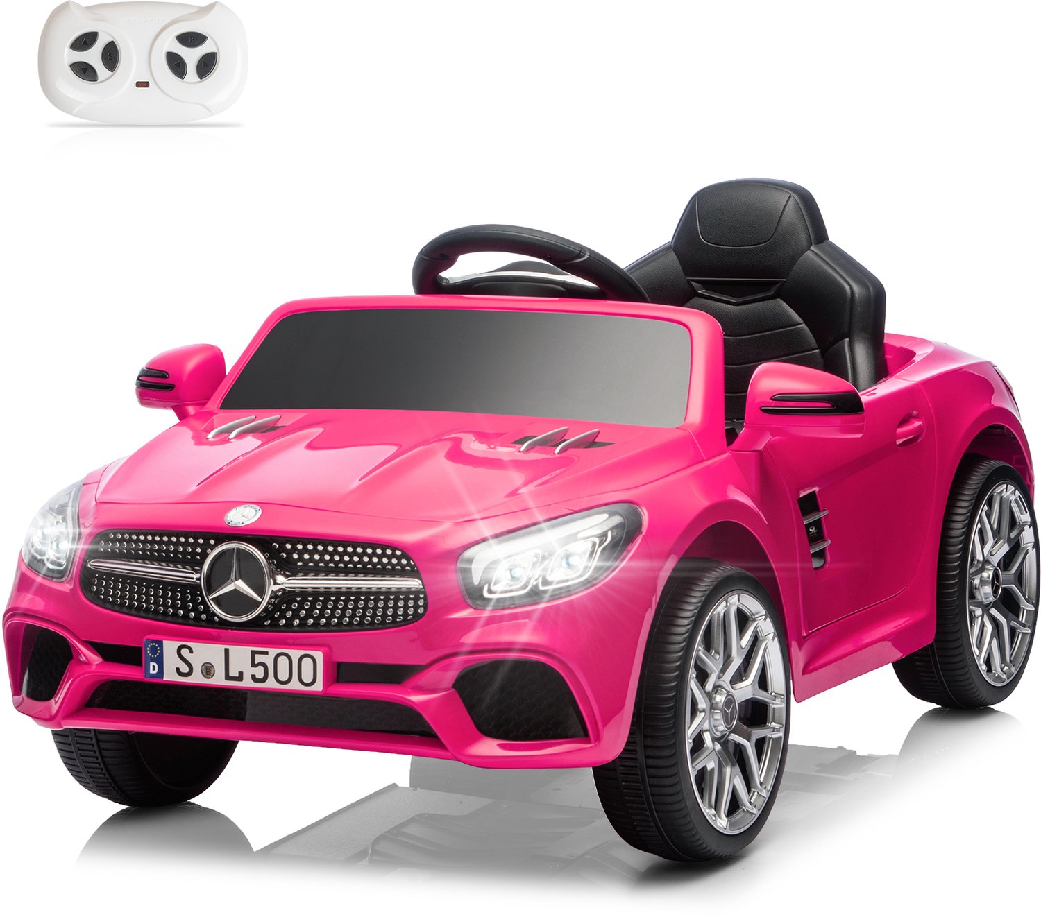 LEADZM Mercedes-Benz SL500 elektrische kinderauto met 2,4 GHz-afstandsbediening, 14 V,Roze