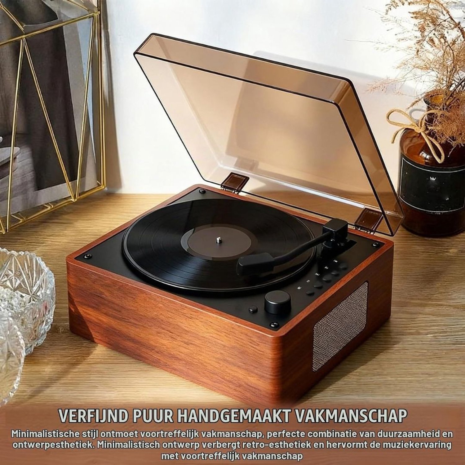ApexArte® Platenspeler Bluetooth - CD Speler met Speakers - Vintage