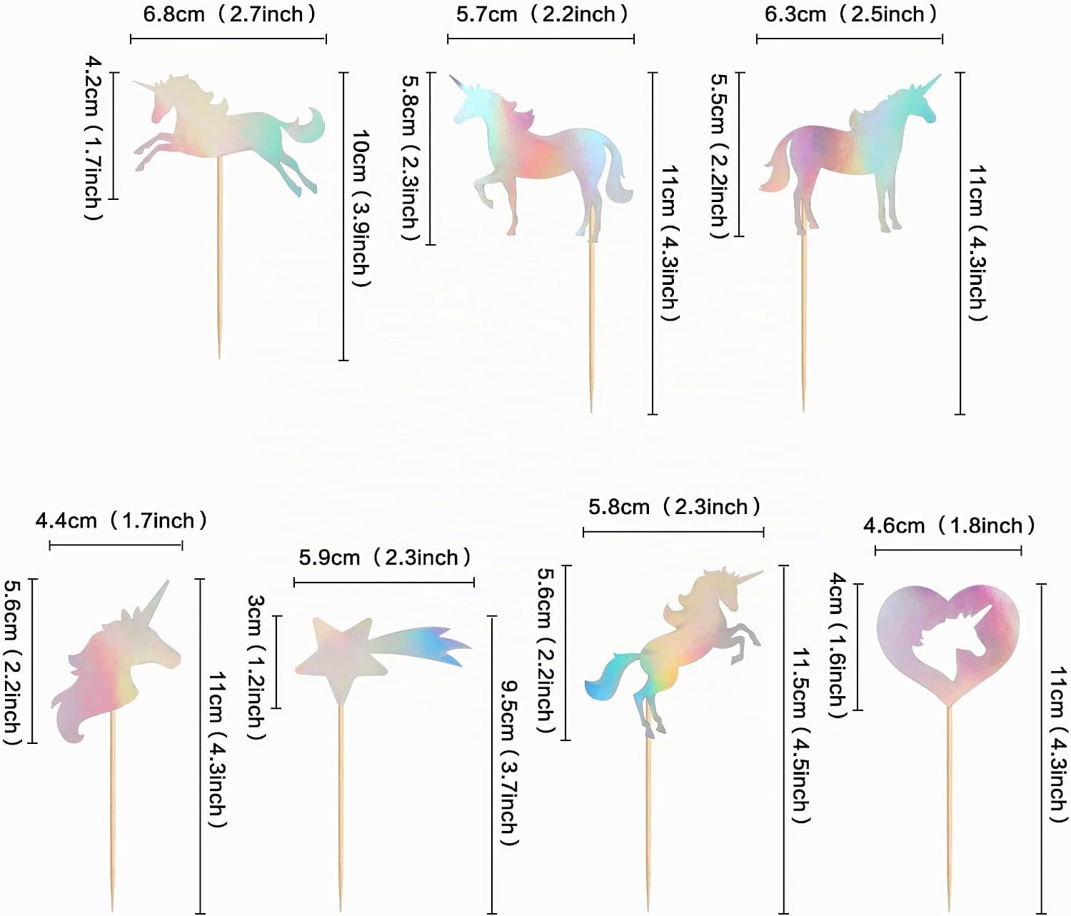 28 Einhorn Cupcaketoppers Zilver