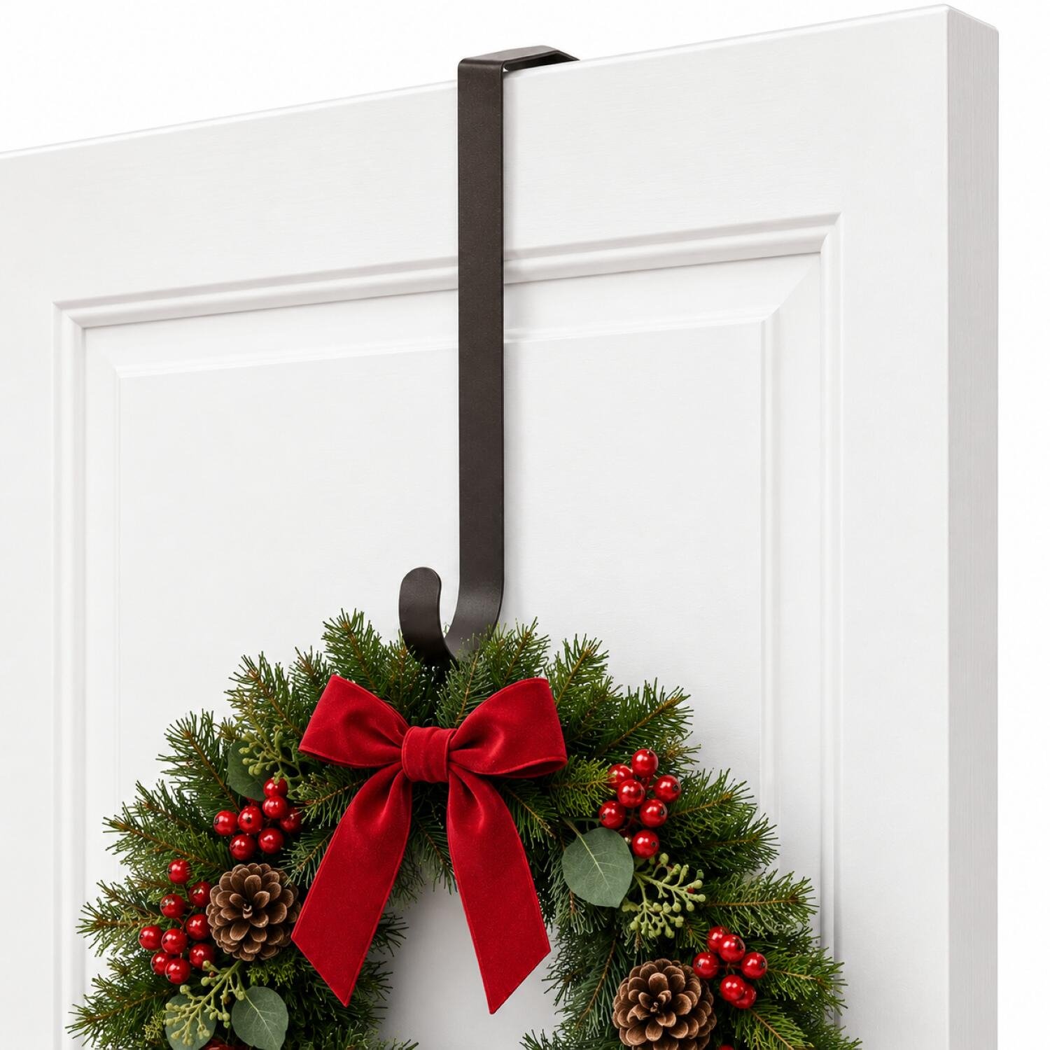 Decoris Kerstkrans hanger - 28 cm - ijzer bruin - kerstkransen ophangen - deurhanger/haak - deurhanger – foto 5