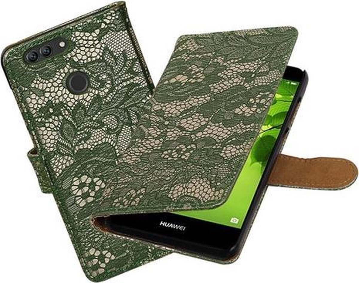 BestCases.nl Huawei nova 2 Plus Lace booktype hoesje Donker Groen