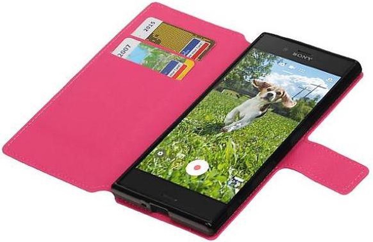 Cross Pattern TPU Bookstyle Wallet Case Hoesje voor Xperia X Z Roze