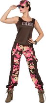 Wilbers & Wilbers - Leger & Oorlog Kostuum - Paramilitair Camo Carmen Roze - Vrouw - Roze, Zwart - Maat 42 - Carnavalskleding - Verkleedkleding