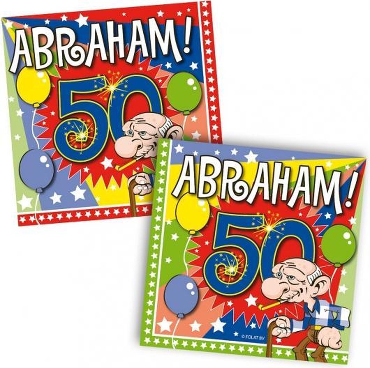 60x Abraham 50 jaar leeftijd themafeest servetten 25 x 25 cm papier - Vijftigste/50e verjaardag papieren wegwerp tafeldecoraties - Folat