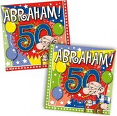 60x Abraham 50 jaar leeftijd themafeest servetten 25 x 25 cm papier - Vijftigste/50e verjaardag papieren wegwerp tafeldecoraties