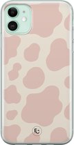 Hoesje geschikt voor iPhone 11 - Koeienprint roze - Soft Case - TPU - Print - Roze - ELLECHIQ