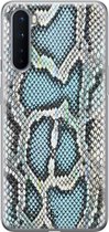 OnePlus Nord hoesje - Slangenprint - OnePlus Nord case - Soft Case Telefoonhoesje - Blauw