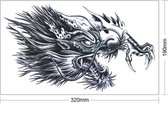 Borst tattoo rough dragon - plaktattoo - tijdelijke tattoo - 32 cm x 19 cm (L x B)