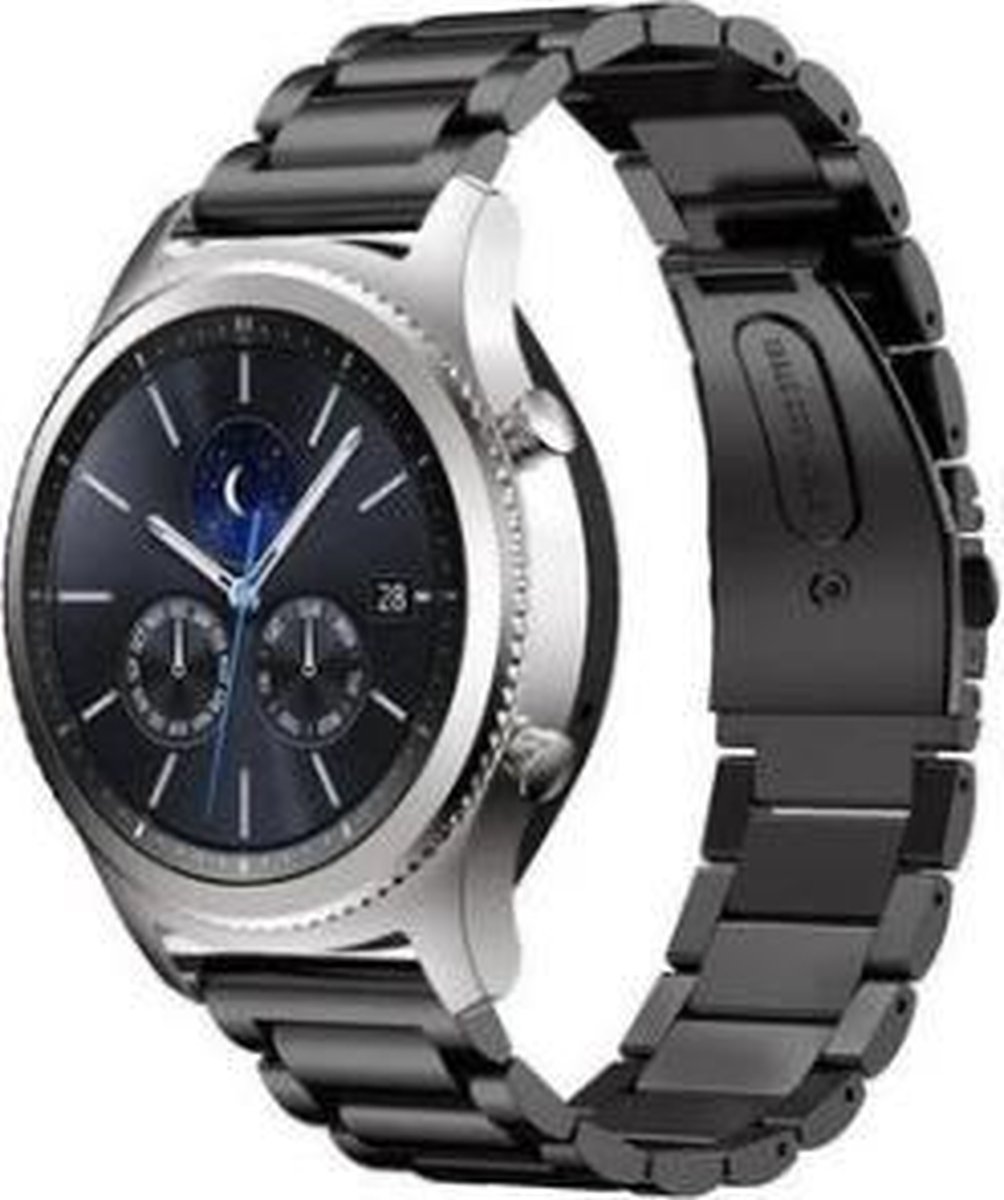 geschikt voor Samsung Gear S3 stalen band - zwart - 46mm