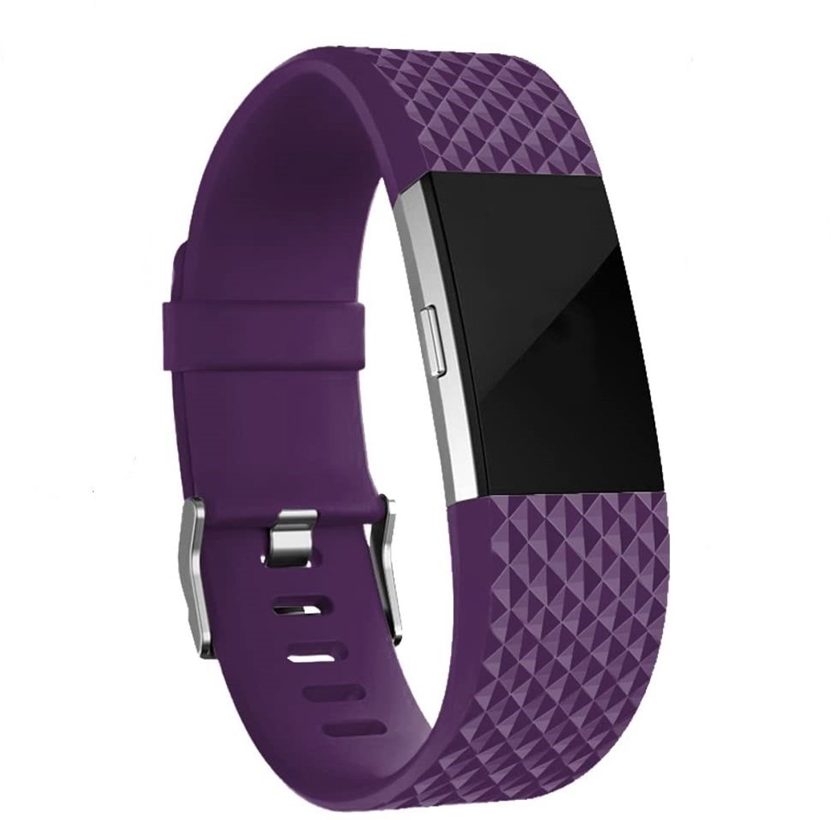 Fitbit Charge 2 diamant silicone band - paars - Maat L