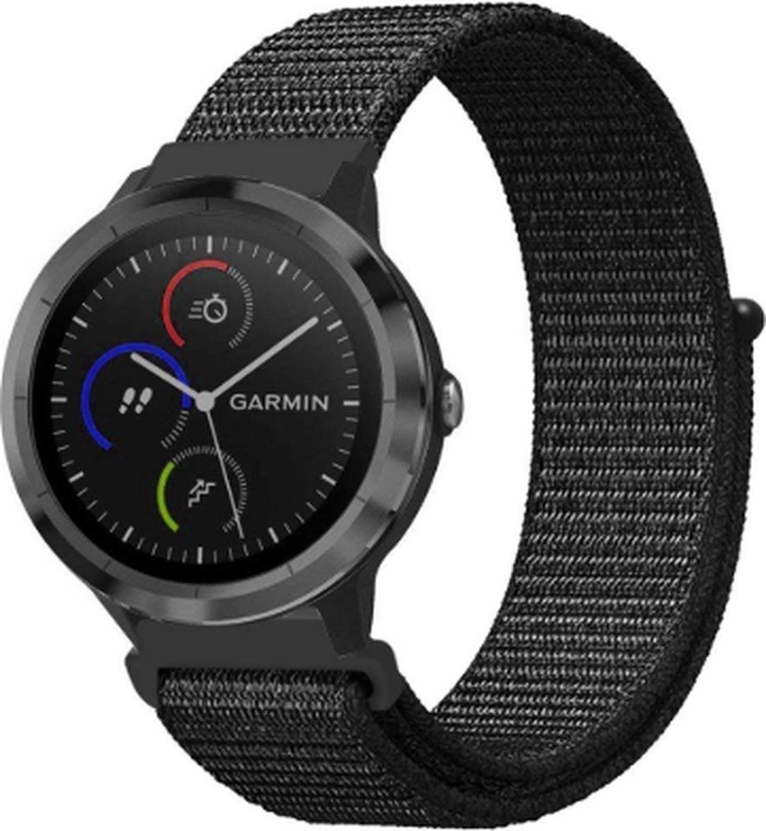 geschikt voor Garmin Vivoactive 3 nylon band - zwart - 42mm