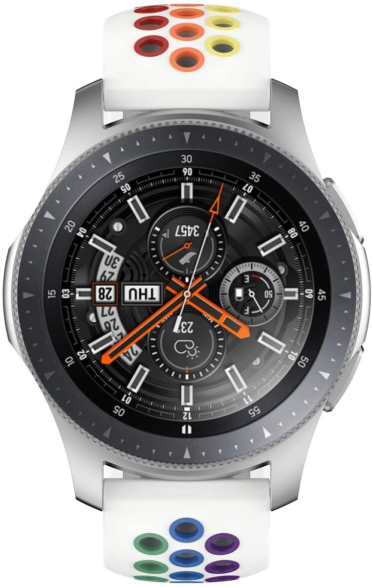 Sport Band - Geschikt voor Samsung Galaxy Watch 45mm / 46mm - Wit Kleurrijk