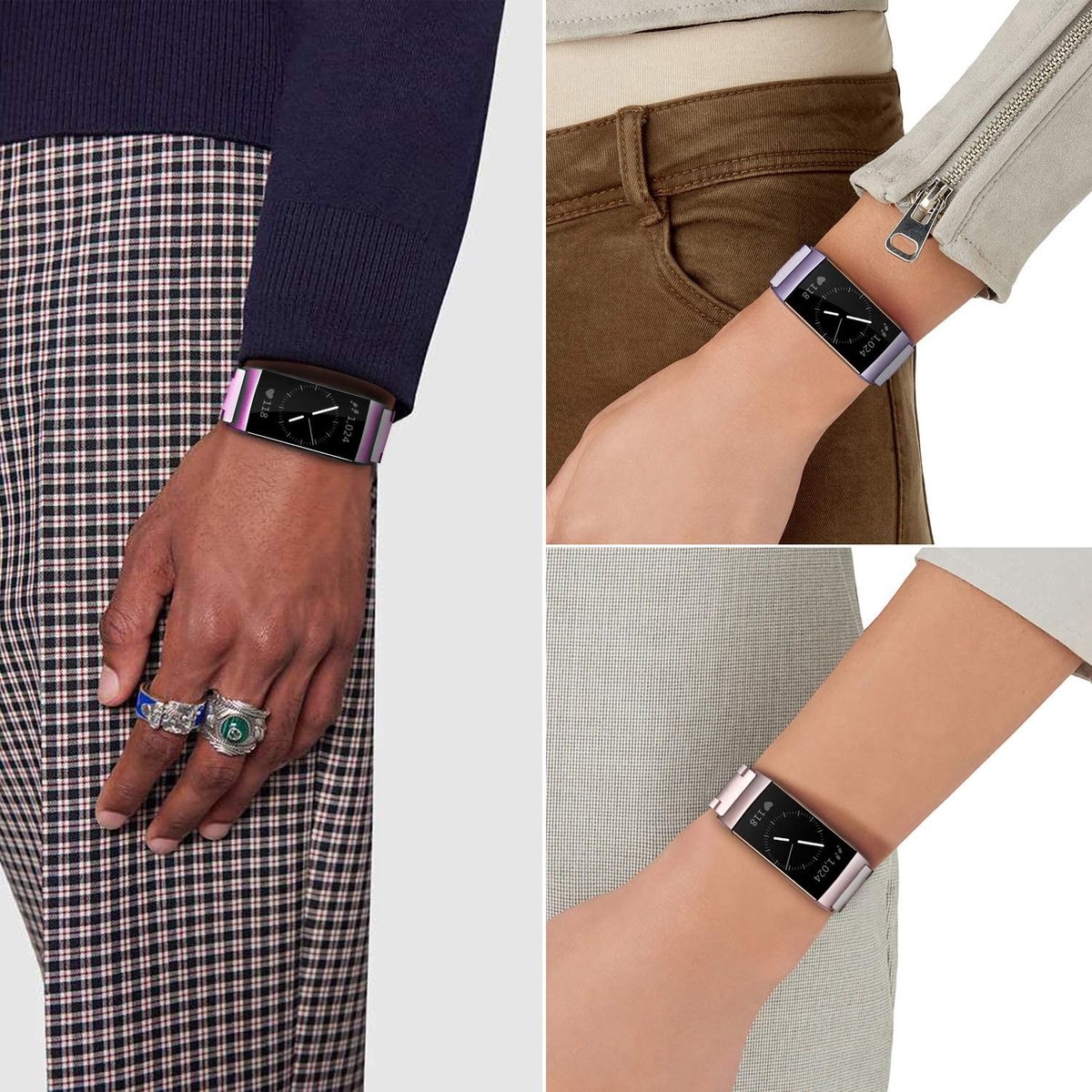Geschikt voor Fitbit Charge 4 stalen band - paars