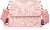 Yoonz - Crossbody Tas - Flap Met Magneetsluiting - Afneembaar En Verstelbaar Hengsel - Croco Print - Roze