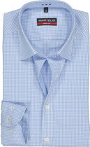 MARVELIS body fit overhemd - blauw met wit geruit - Strijkvriendelijk - Boordmaat: 39
