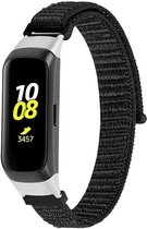 Nylon Smartwatch bandje - Geschikt voor  Samsung Galaxy Fit nylon bandje - zwart - Strap-it Horlogeband / Polsband / Armband