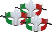 3x stuks supporters oogmaskers rood/groen/wit Italie - Italiaanse feestartikelen accessoires - landen thema