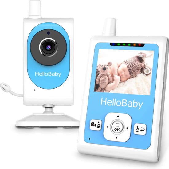 Babyfoon met camera en nachtzicht - 4 slaapliedjes - klein en handzaam - 2,4-inch LCD-scherm - terugspreekfunctie - kamertemperatuursensor - voedingsalarm