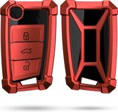 kwmobile autosleutelhoes voor VW Golf 7 MK7 3-knops autosleutel - TPU beschermhoes - sleutelcover - Transformer Sleutel design - hoogglans rood / zwart