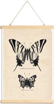 JUNIQE - Posterhanger Butterfly Engraving -40x60 /Bruin & Grijs