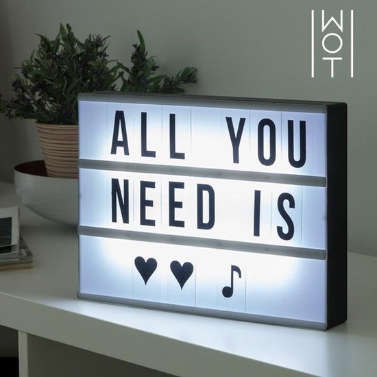 Cinema LightBox A4 LED - Letterbord met Licht - Inclusief 84 Letters - Zwart