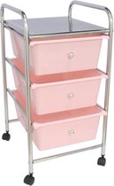 Gerimport Organizer Met Drie Lades 36 X 61 Cm Staal Zilver/roze