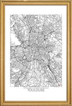 JUNIQE - Poster met houten lijst Toulouse - minimalistische stadskaart
