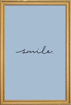 JUNIQE - Poster met houten lijst Smile -20x30 /Blauw