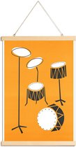 JUNIQE - Posterhanger Drums -20x30 /Grijs & Oranje