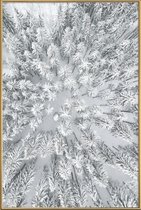 JUNIQE - Poster met kunststof lijst Snowy Forests -20x30 /Grijs & Wit