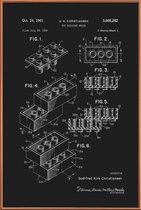 JUNIQE - Poster met kunststof lijst Legoblokje - Patentopdruk -