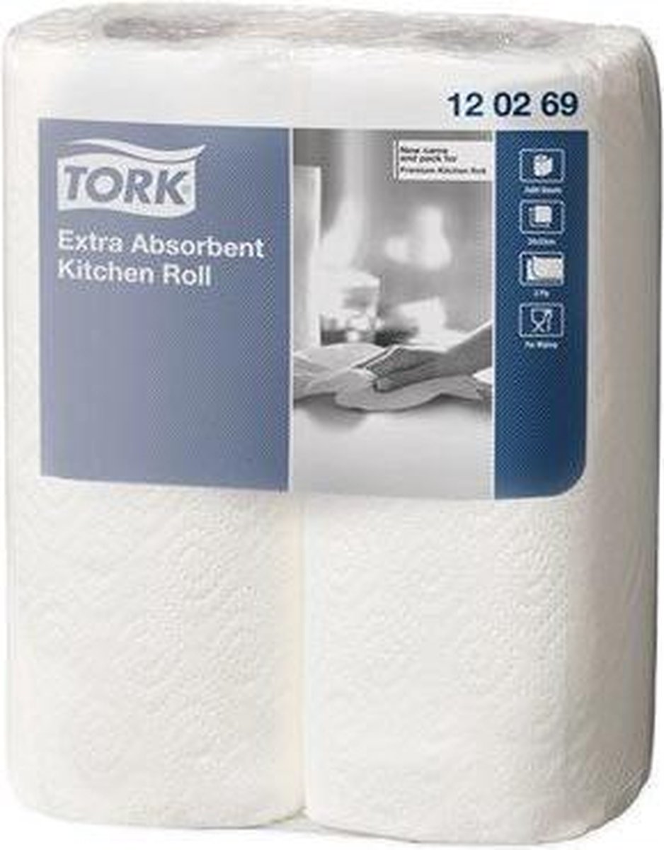 Goedkoopste Tork Premium keukenrol 2-lgs wit 15 meter x 23 cm pak à 24 rol/64 vel (120269