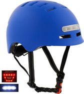 Sajan Fietshelm - Skatehelm Helm Mat-Blauw - LED Verlichting - Maat-S