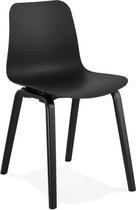 Alterego Design stoel 'PACIFIK' zwart met zwarte houten poten
