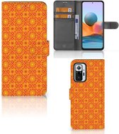 Wallet Book Case Xiaomi Redmi Note 10 Pro Telefoonhoesje Batik Orange