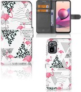 Bookstyle Case Xiaomi Redmi Note 10S | 10 4G | Poco M5s Telefoonhoesje Personaliseren Flamingo Triangle