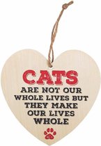 Decoratiebordje - Hart - Cats are not our whole lives - Hout - 12x12cm