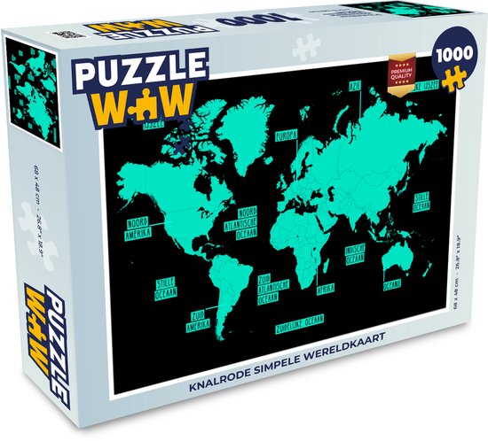 Puzzle Cartes du monde à la Trendy 1000 pièces - Carte du monde simple ...