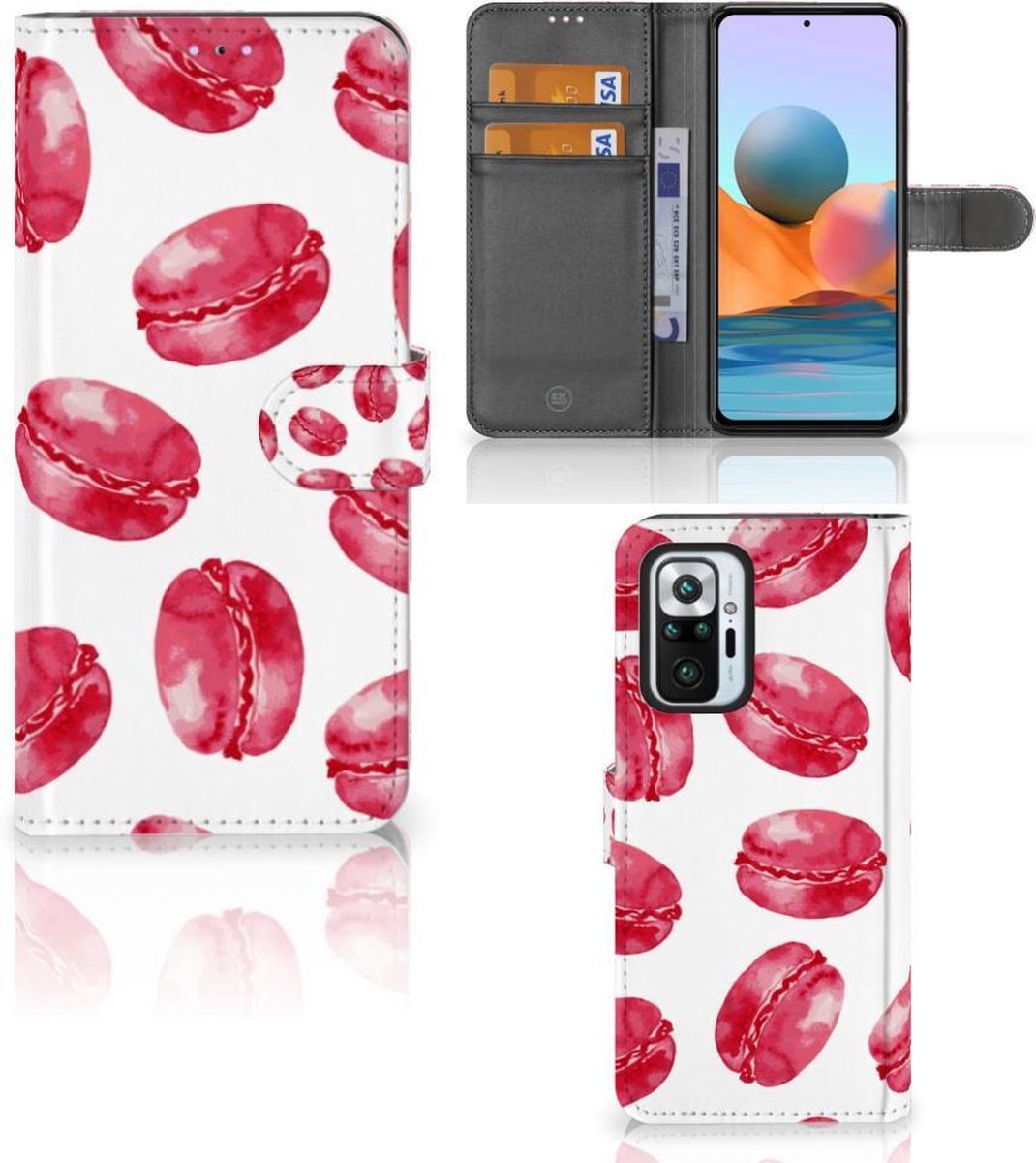 Xiaomi Redmi Note 10 Pro Book Cover Pink Macarons