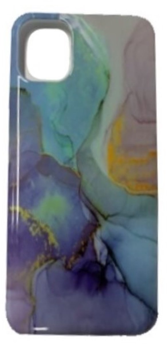 BixB Samsung A51 Hoesje - Backcover Marmer Blauw & Paars
